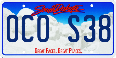 SD license plate 0COS38