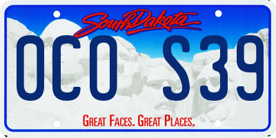 SD license plate 0COS39