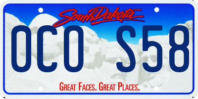SD license plate 0COS58