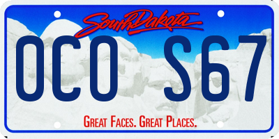 SD license plate 0COS67