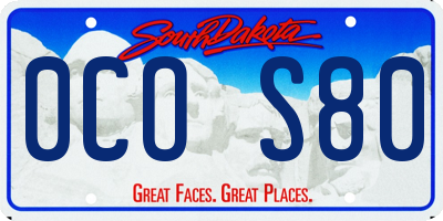 SD license plate 0COS80
