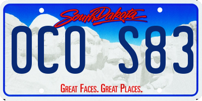 SD license plate 0COS83