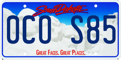 SD license plate 0COS85