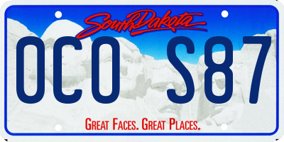 SD license plate 0COS87