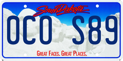 SD license plate 0COS89