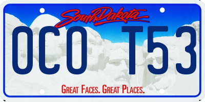 SD license plate 0COT53