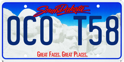 SD license plate 0COT58