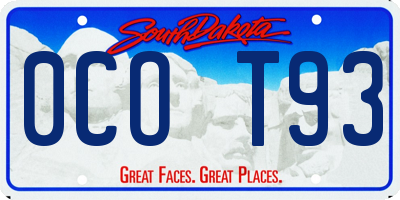 SD license plate 0COT93