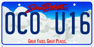 SD license plate 0COU16