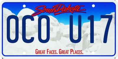 SD license plate 0COU17