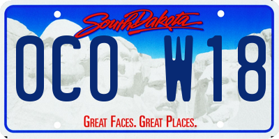 SD license plate 0COW18