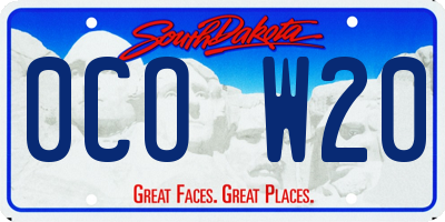 SD license plate 0COW20
