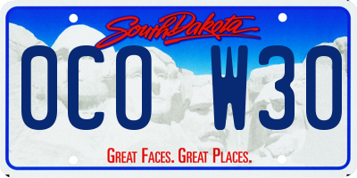 SD license plate 0COW30