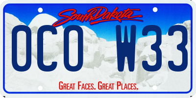 SD license plate 0COW33