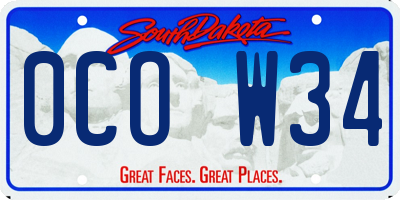 SD license plate 0COW34
