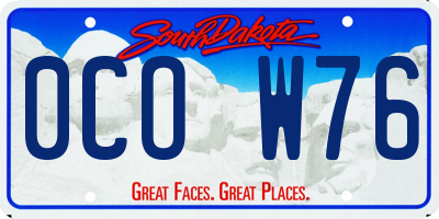 SD license plate 0COW76