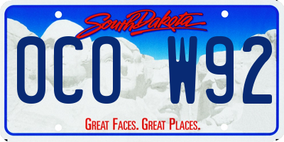 SD license plate 0COW92