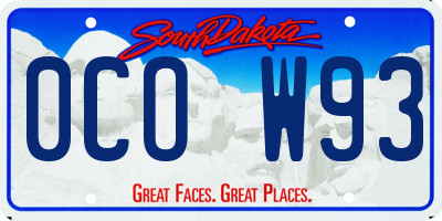 SD license plate 0COW93