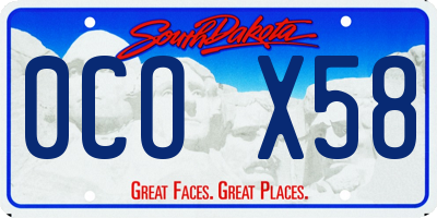 SD license plate 0COX58