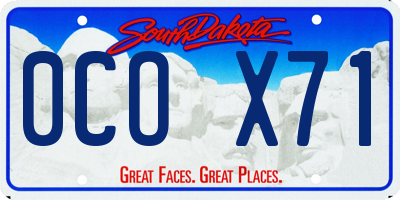 SD license plate 0COX71