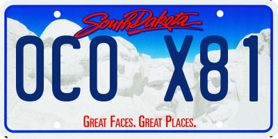 SD license plate 0COX81