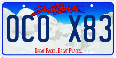 SD license plate 0COX83