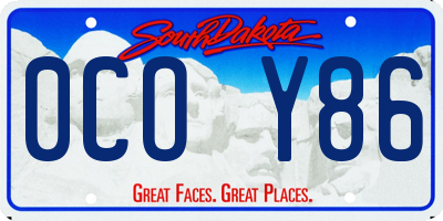 SD license plate 0COY86