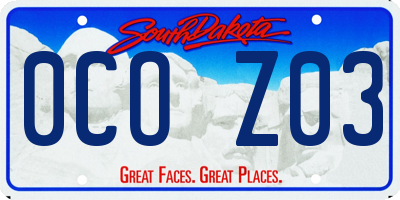 SD license plate 0COZ03