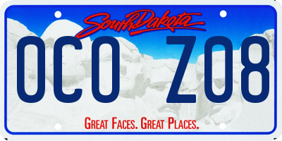 SD license plate 0COZ08