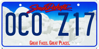 SD license plate 0COZ17