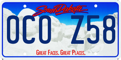 SD license plate 0COZ58