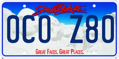 SD license plate 0COZ80