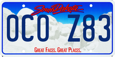 SD license plate 0COZ83