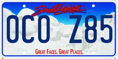 SD license plate 0COZ85