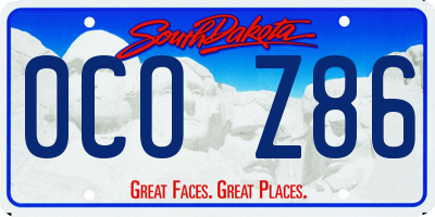 SD license plate 0COZ86