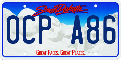 SD license plate 0CPA86