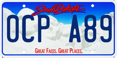 SD license plate 0CPA89