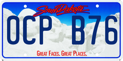 SD license plate 0CPB76