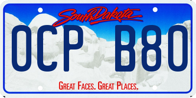 SD license plate 0CPB80