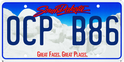 SD license plate 0CPB86