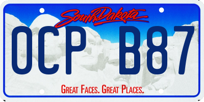 SD license plate 0CPB87