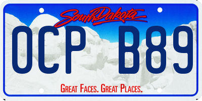 SD license plate 0CPB89