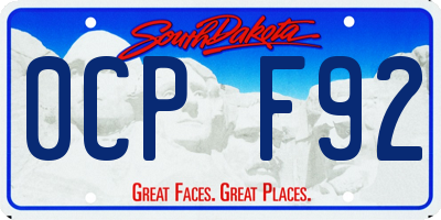SD license plate 0CPF92