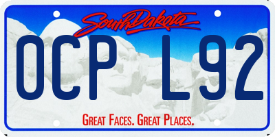 SD license plate 0CPL92