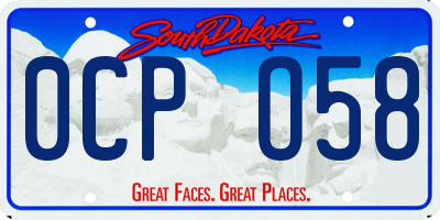 SD license plate 0CPO58