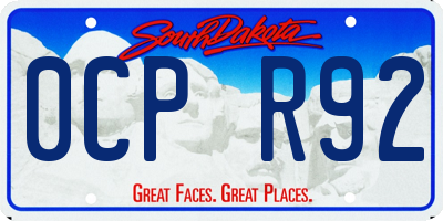 SD license plate 0CPR92