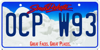 SD license plate 0CPW93