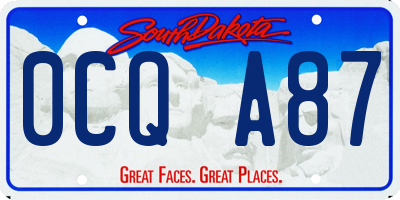 SD license plate 0CQA87