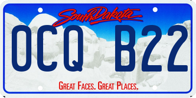 SD license plate 0CQB22