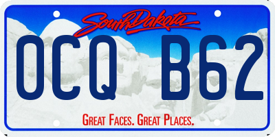SD license plate 0CQB62